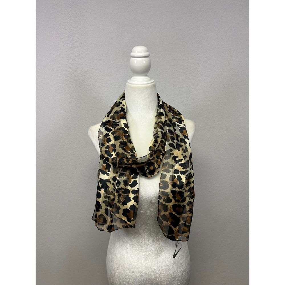 Mob Wife Glam Lane Bryant Accents Womens OS Brown Leopard Print Sheer Scarf